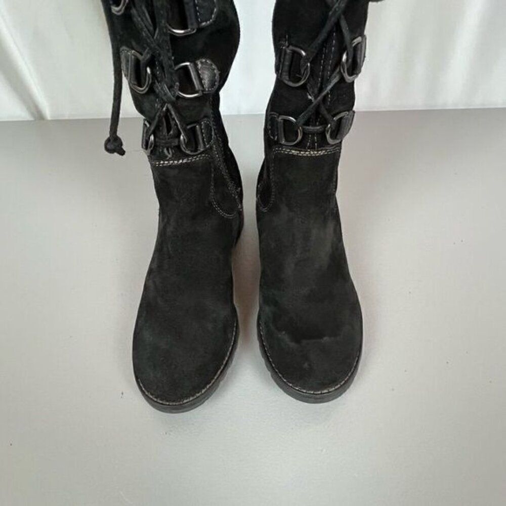 SOFFT WOMENS HIGH CALF SUEDE LACE UP BOOT BLACK SIZE 7M - Picture 8 of 13